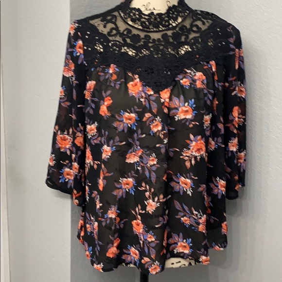 Self Esteem Tops - Floral and Lace Top